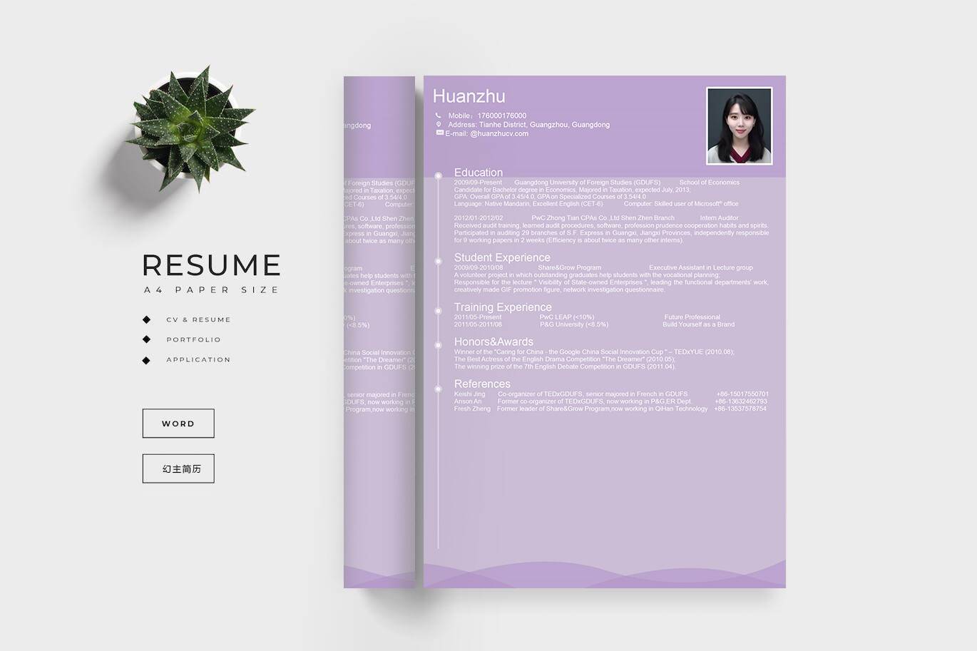 YWX-000075英文简历范例/