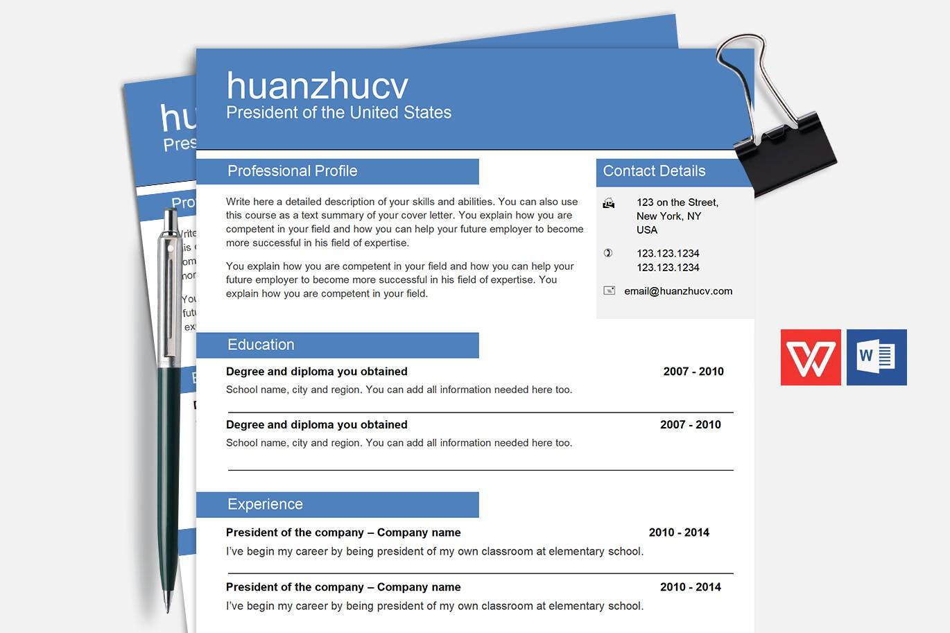 YWX-000026个性化英文简历模板/