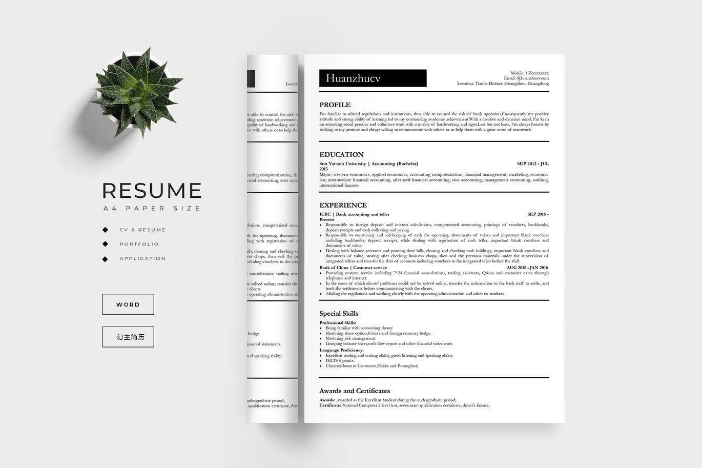 YWX-000079英文简历模板word/