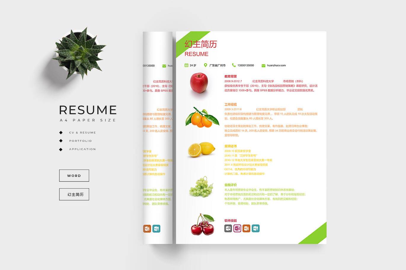 CY-00028水果风创意求职简历模板/