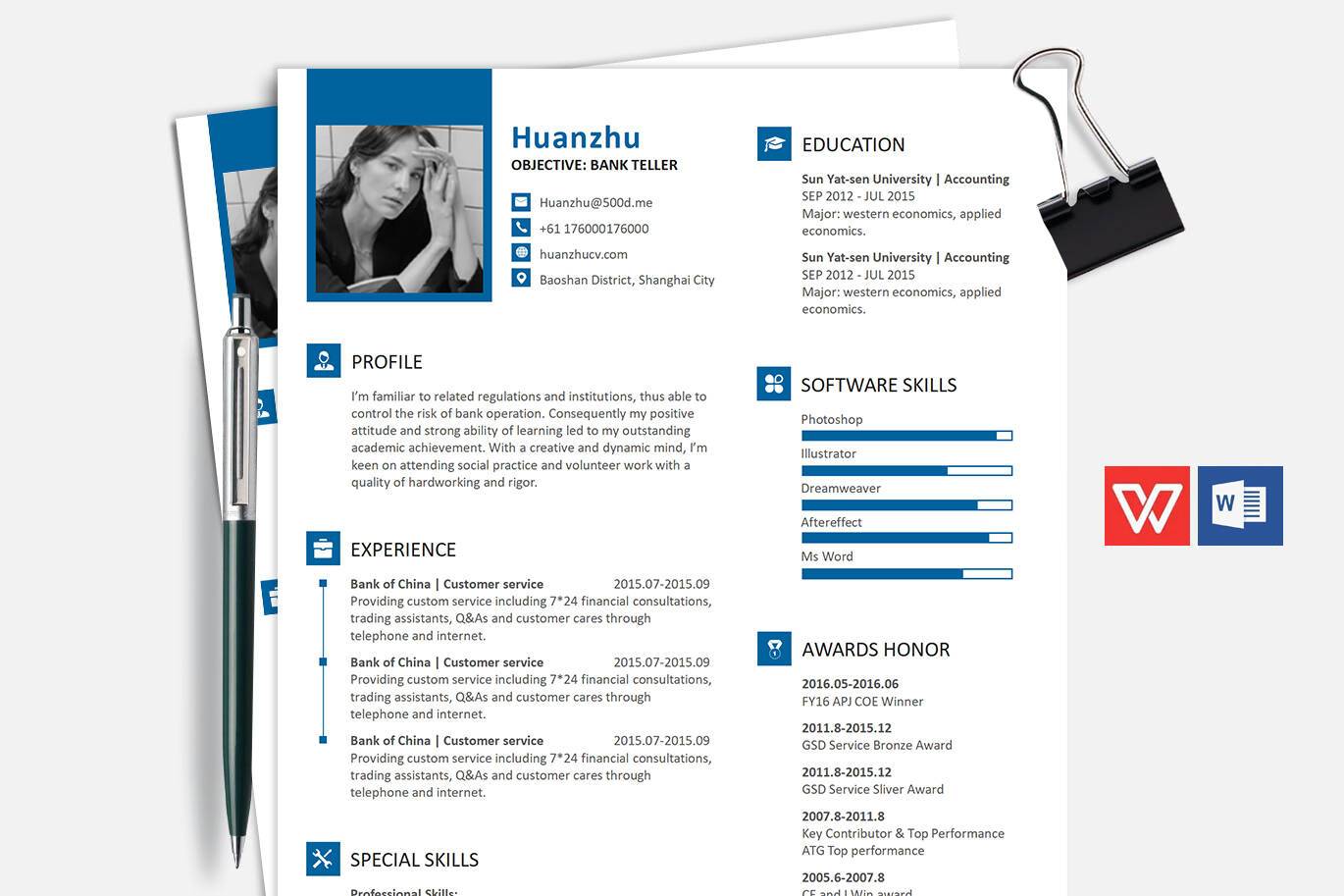 YWX-000068应届生英文简历/