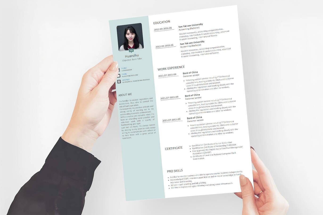 YWX-000035教师英文简历模板/