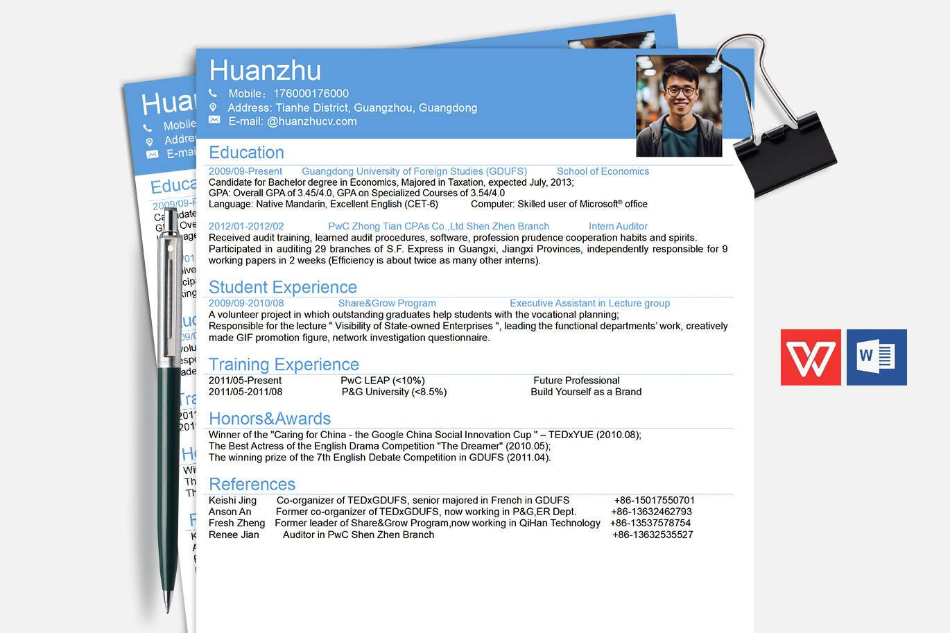 YWX-000084英文简历英语/