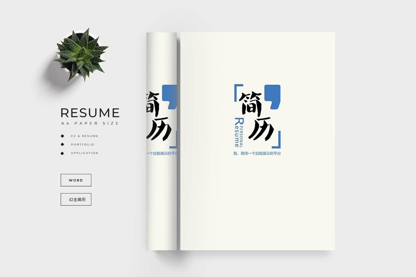 FMX-00094灰白底word简历封面模板/