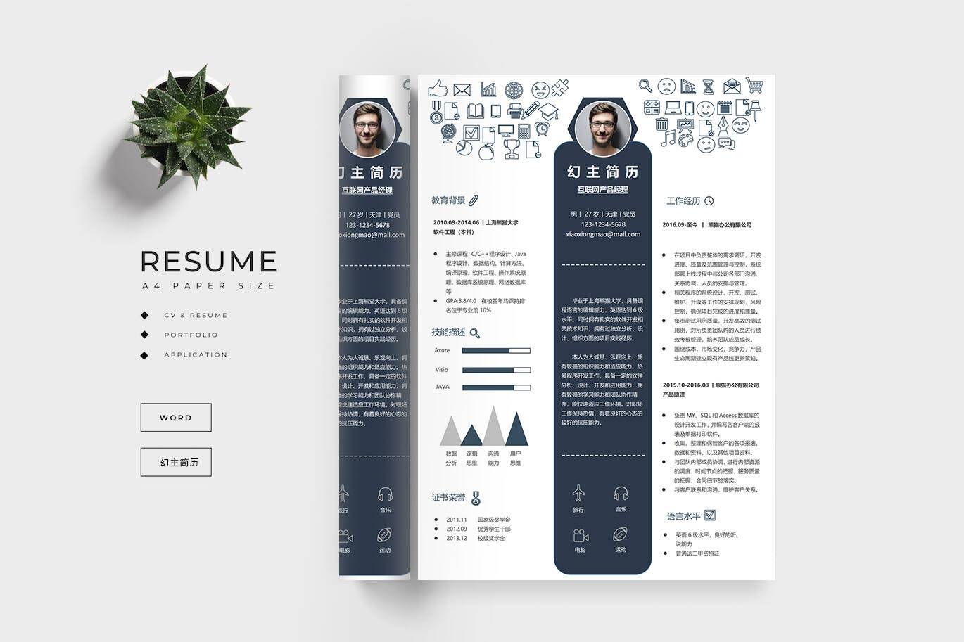 CY-0008创意简约应届生简历实习生简历word简历/