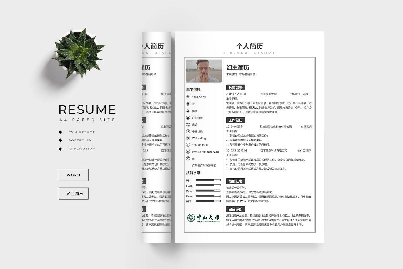 BGX-00036简历表格模板word/