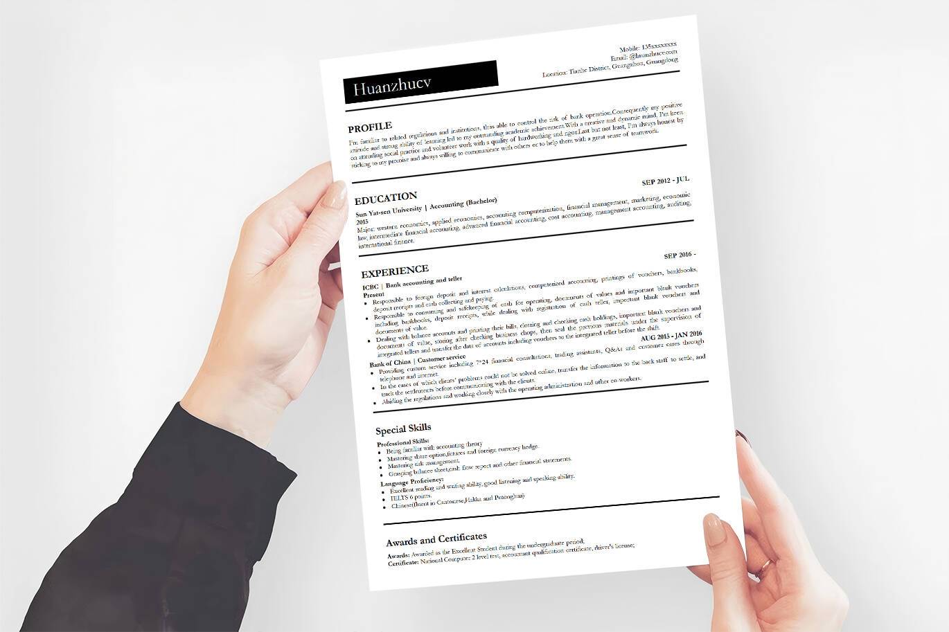 YWX-000079英文简历模板word/