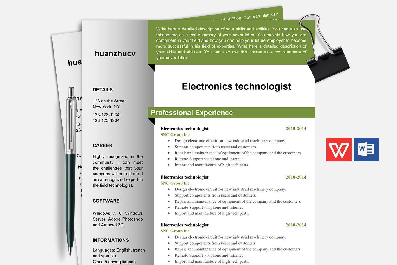 YWX-000090职场人英文简历模板/
