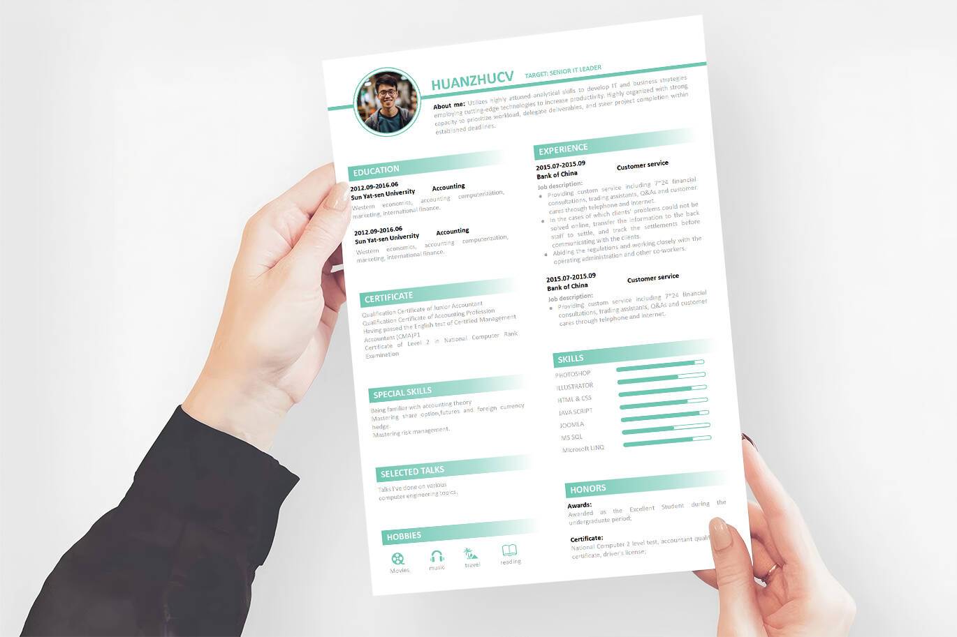 YWX-000091助理英文简历word模板/