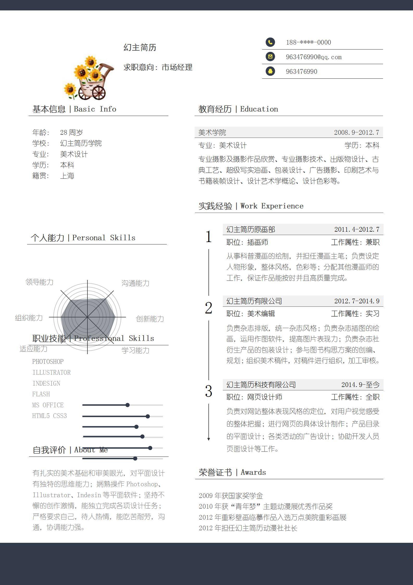 MX-3855创意设计行业美术编辑作品集简历模板/