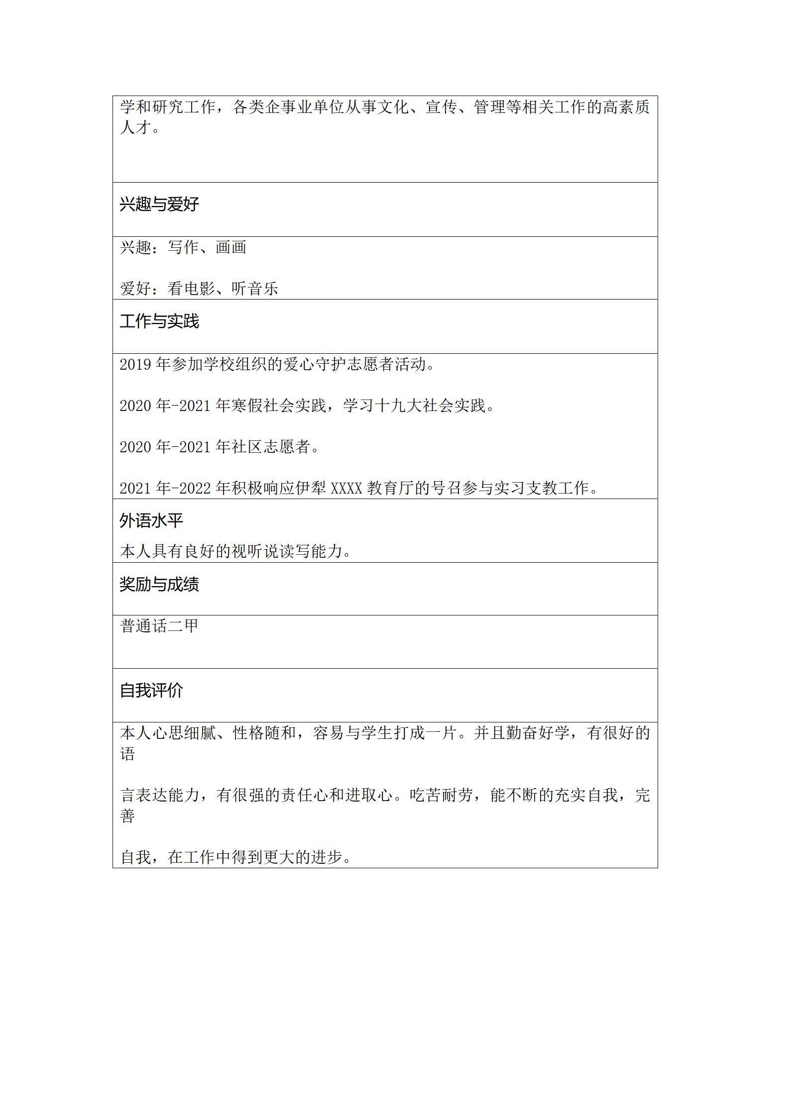 MX-3353家教教师课程春招2页简历模板/