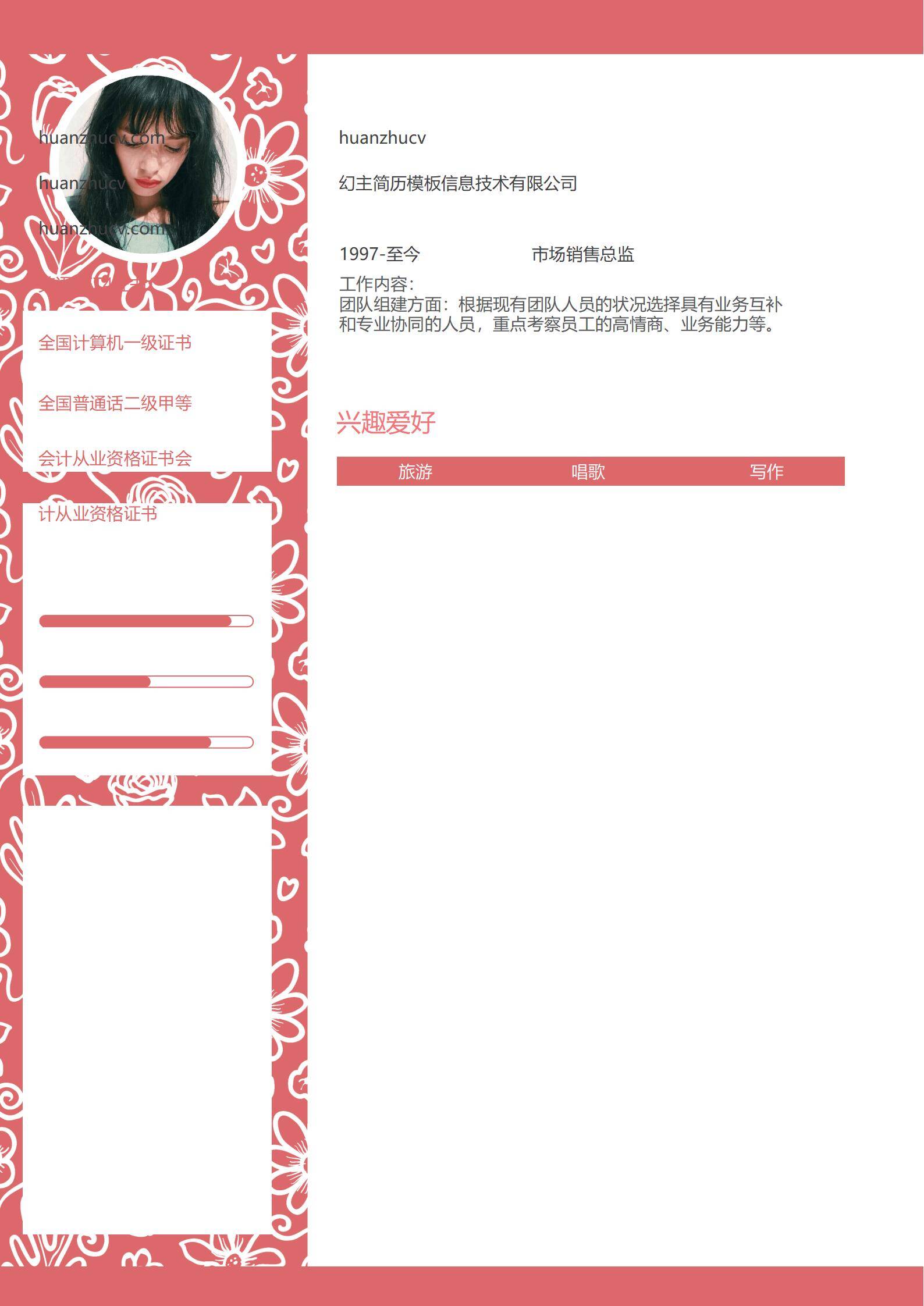 MX-1810市场销售总监简历模板/