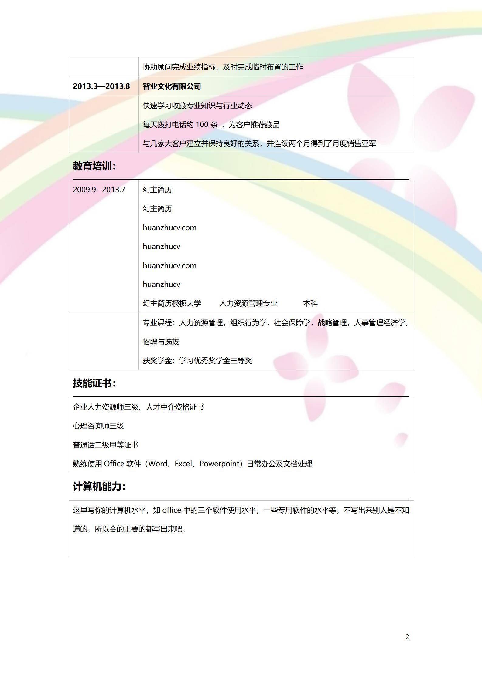 MX-1972猎头助理简历模板/