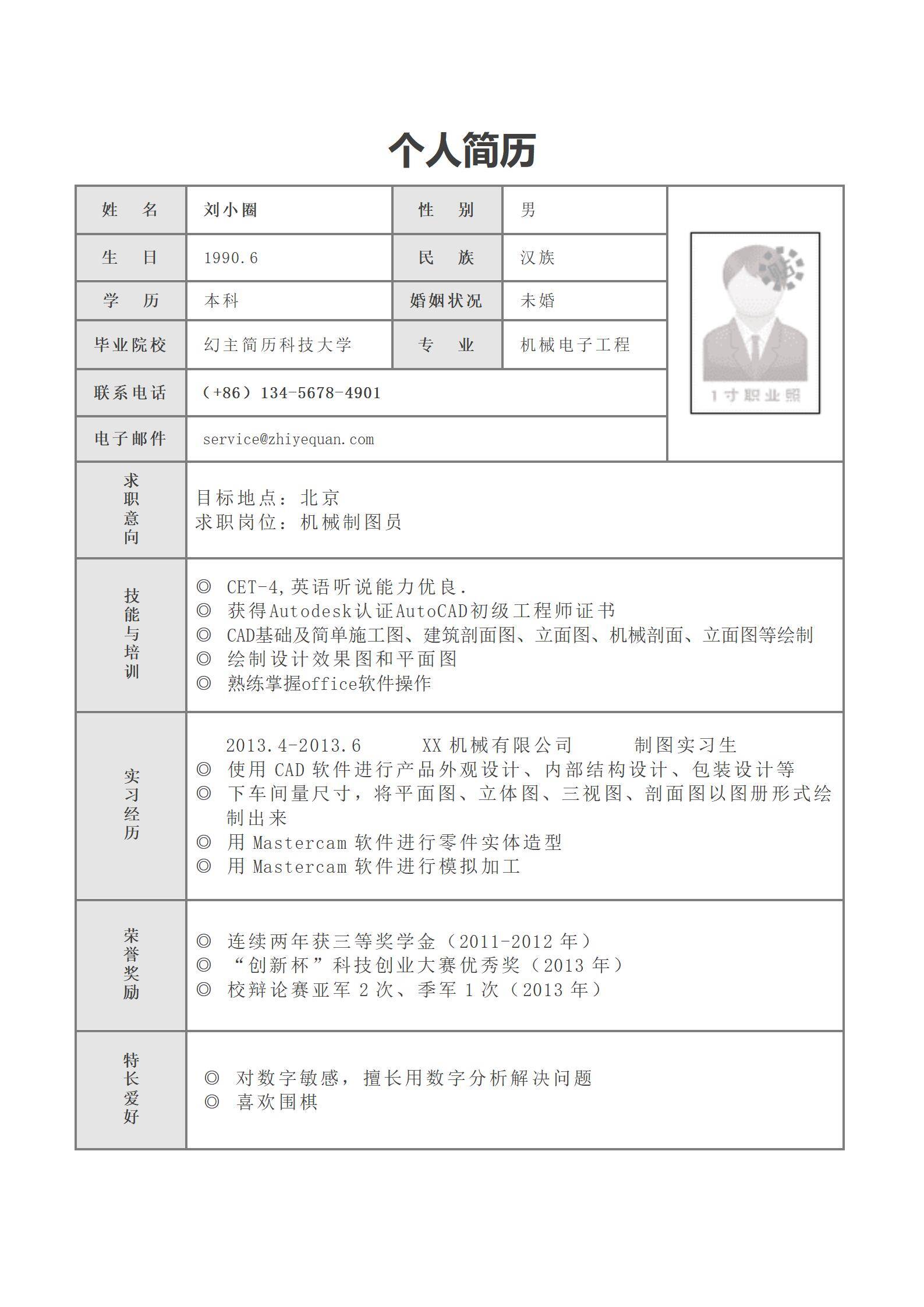 MX-3061综合素养应届生春招免费简历模板/