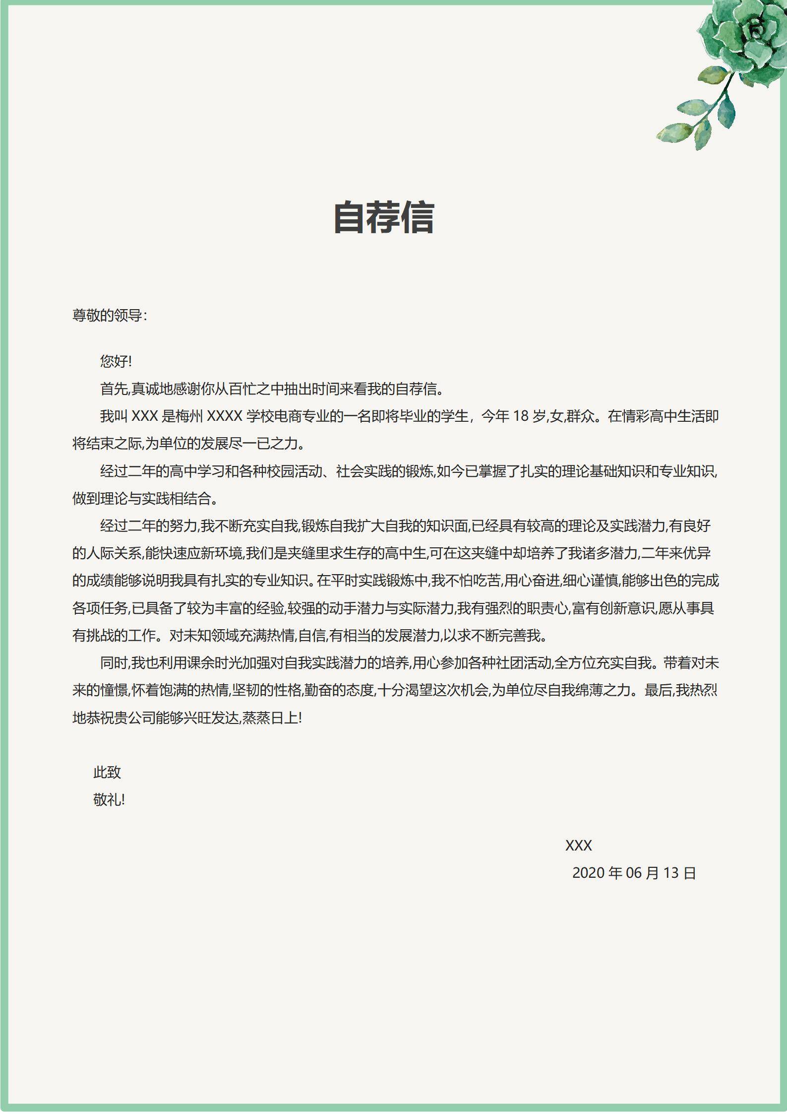 MX-2697电商岗位中专简历模板/