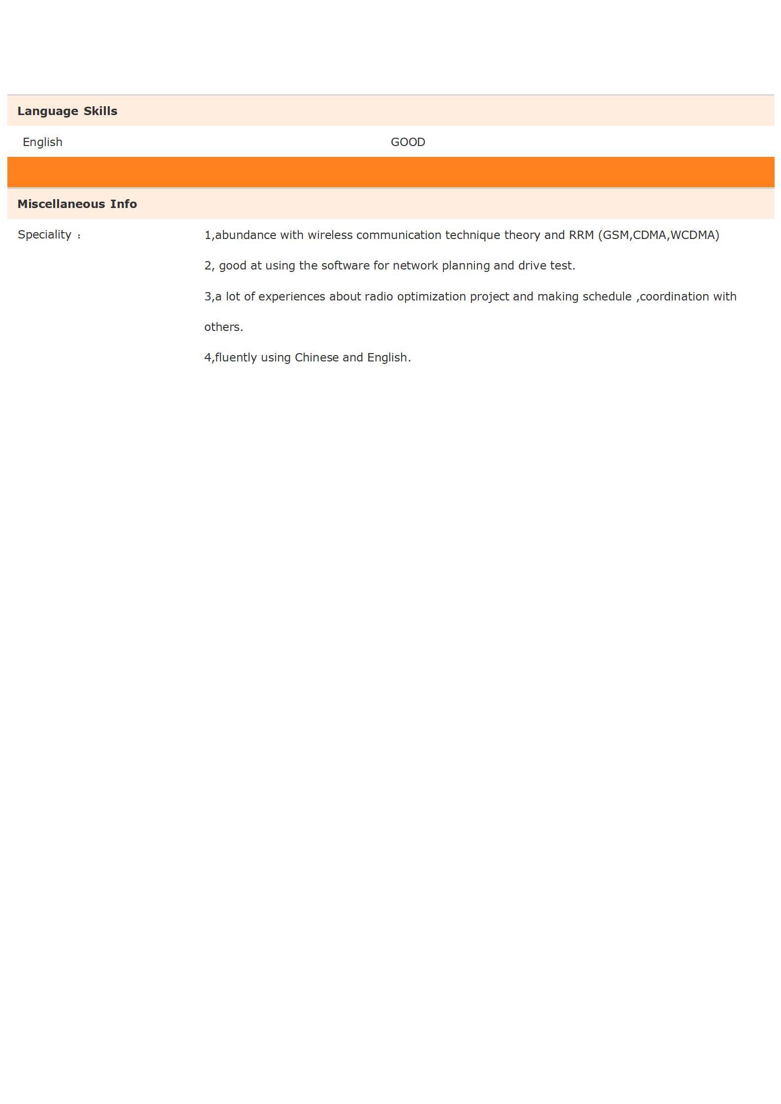 MX-3872通信行业射频海外项目简历模板/