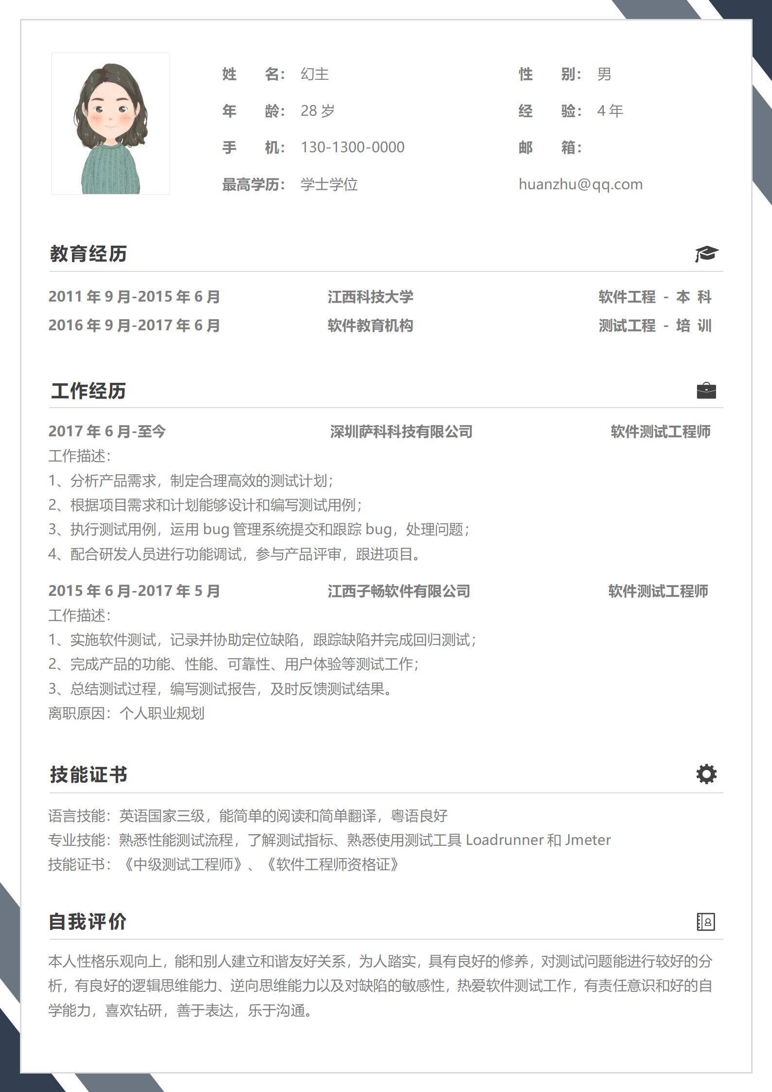 MX-3214软件测试LoadRunner简历模板/