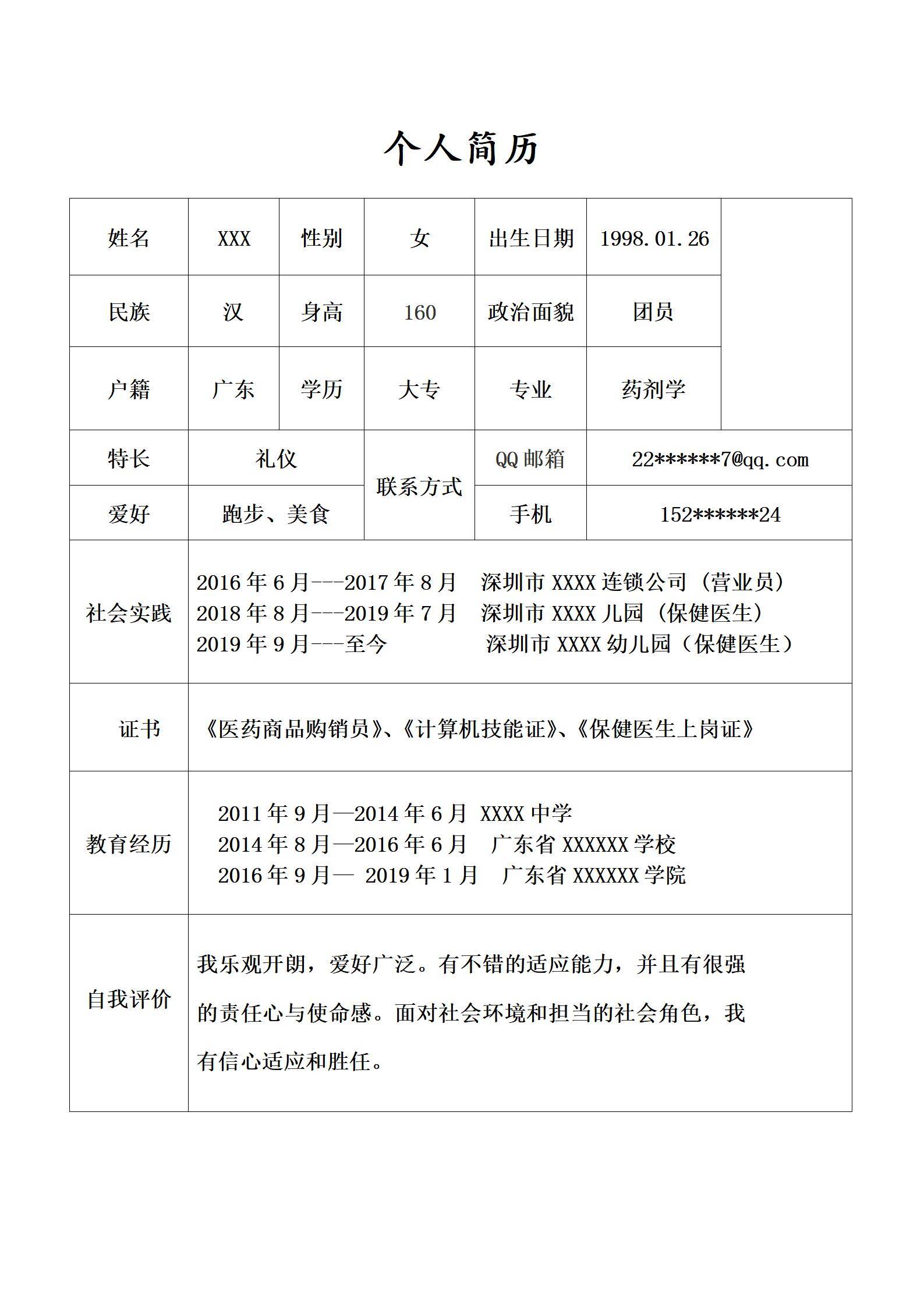 MX-4164医药保健应届生证书简历模板/