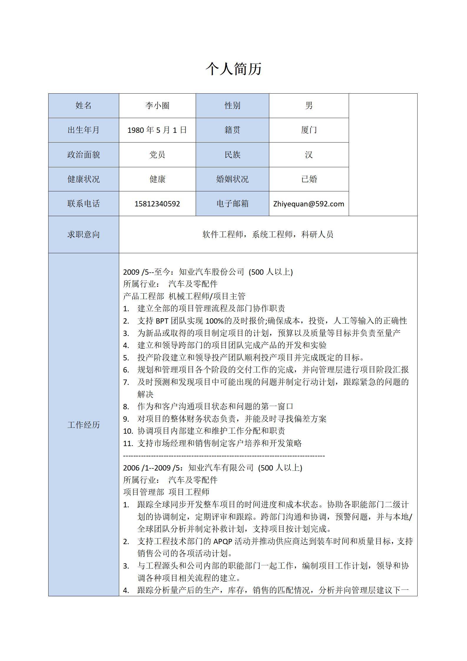 MX-2032嵌入式工程师简历模板/
