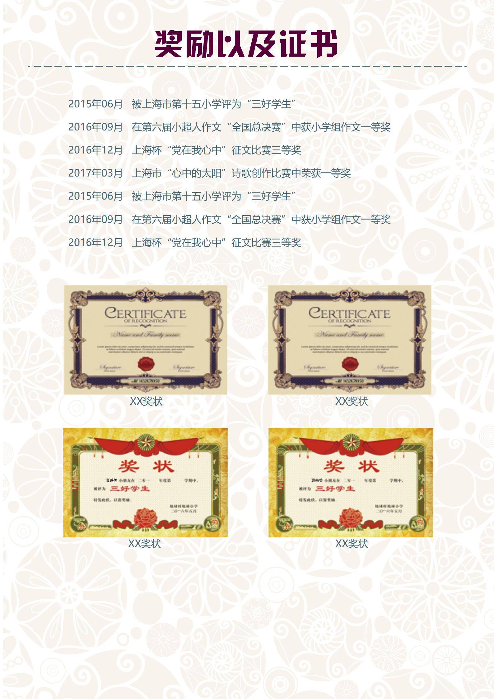 MX-0721小升初学生升学自荐信模板/