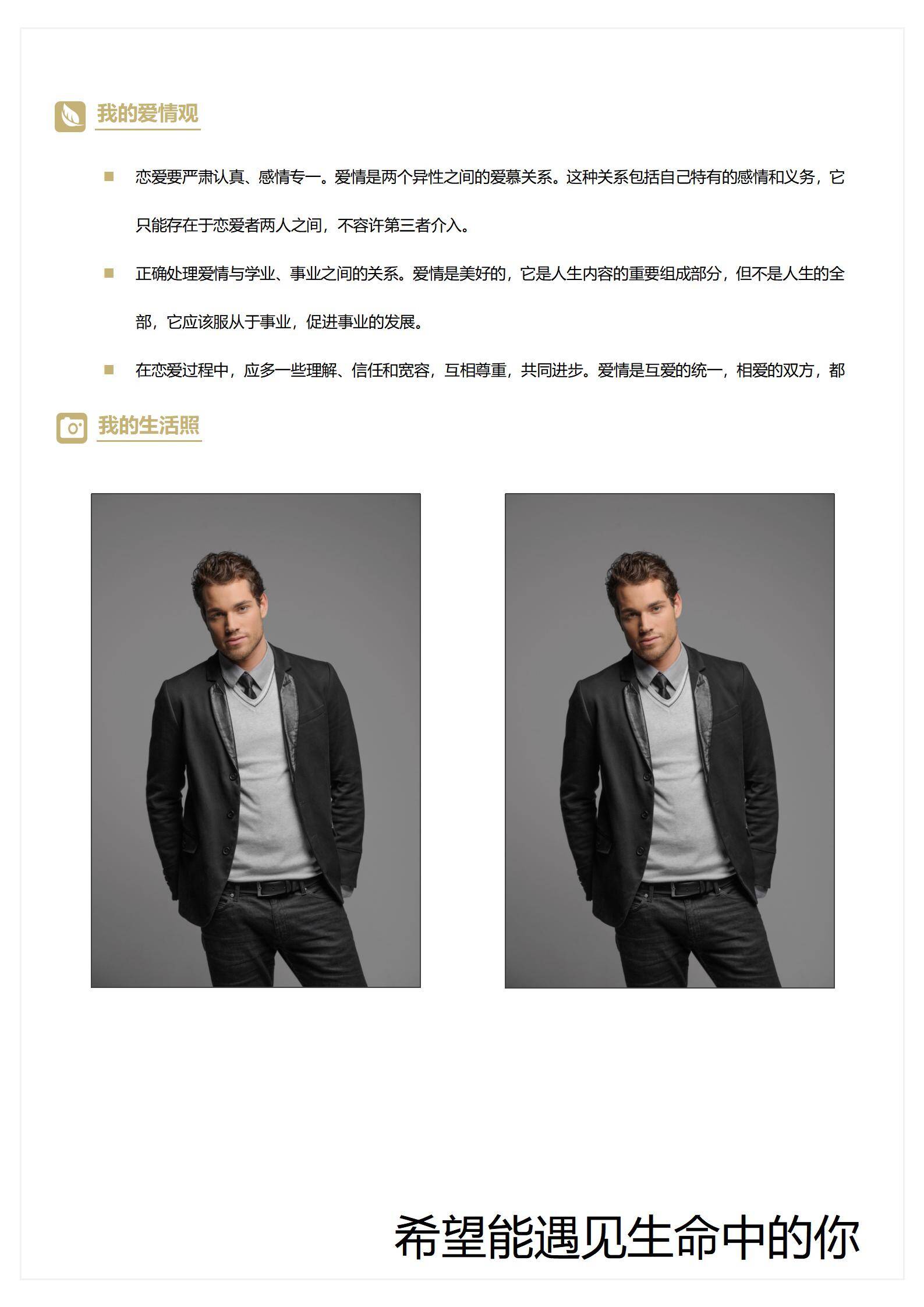 MX-1498择偶简历个人展示简历模板/