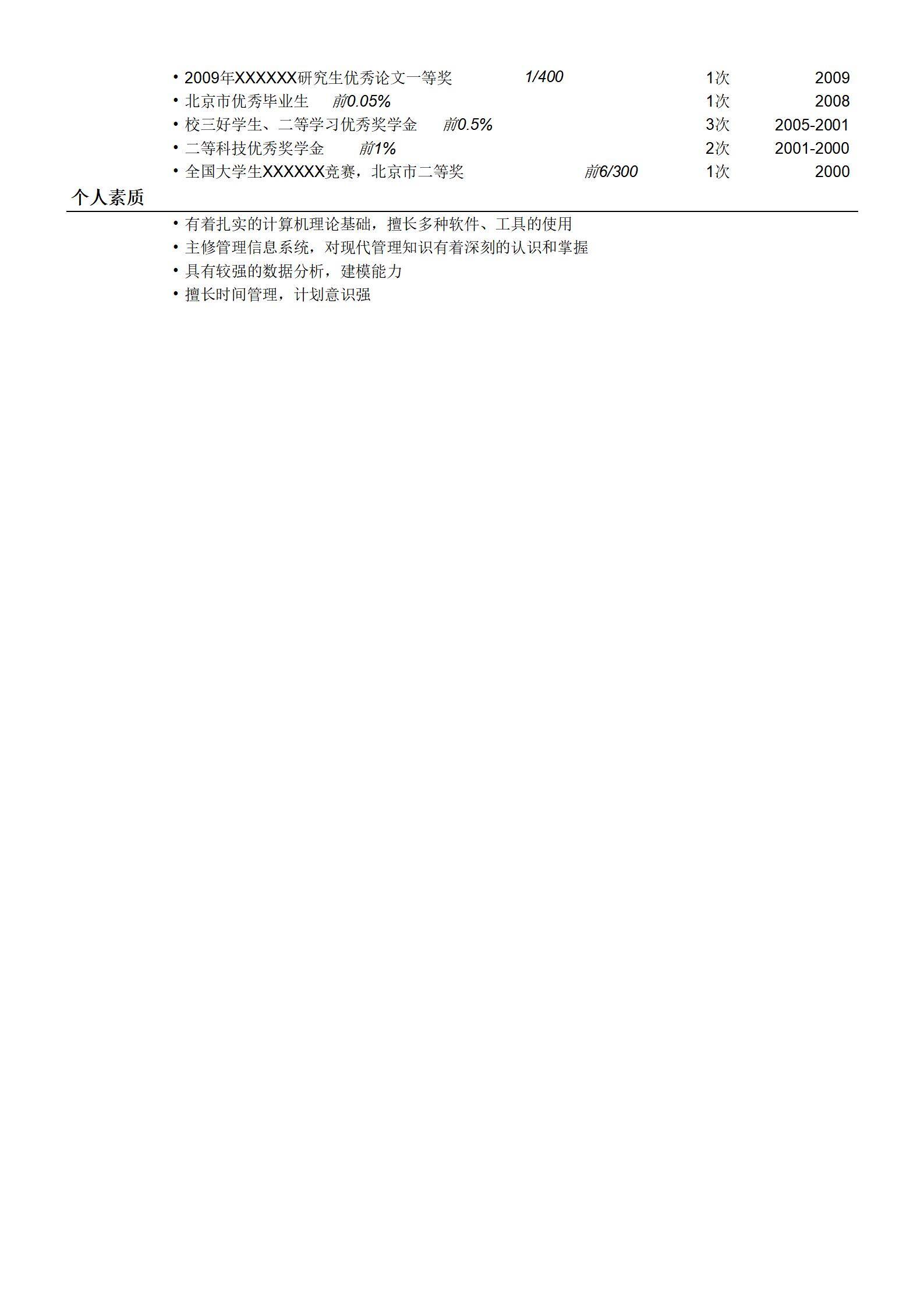 MX-2152管理咨询简历模板/