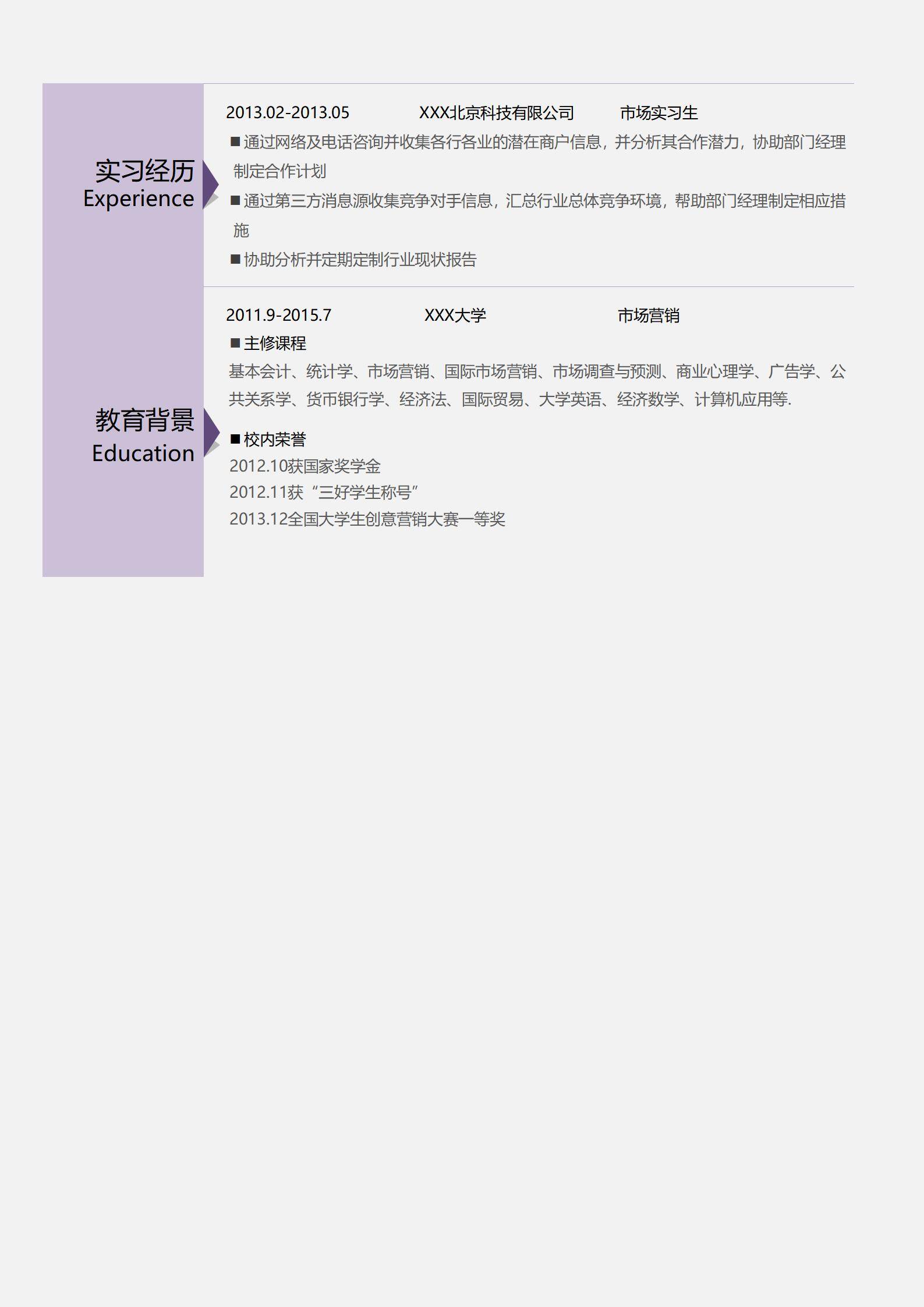 MX-2334市场实习生动漫社长简历模板/