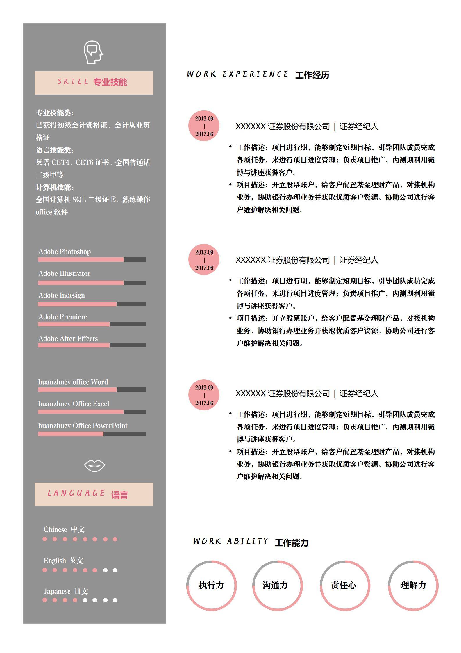 MX-3178渠道经理活动策划简历模板/