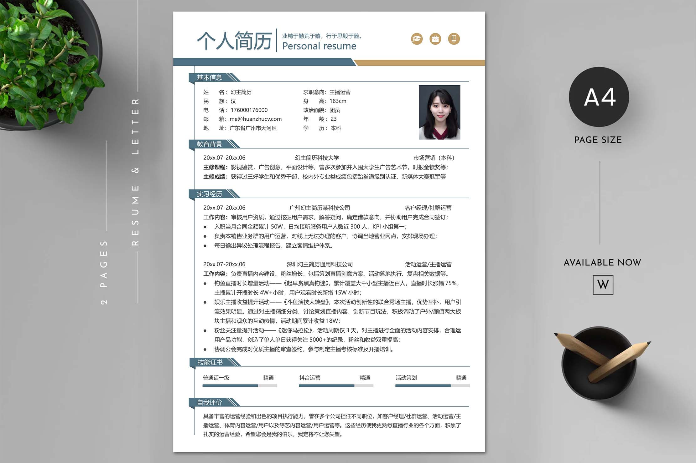 简约灰色风格英文简历模板