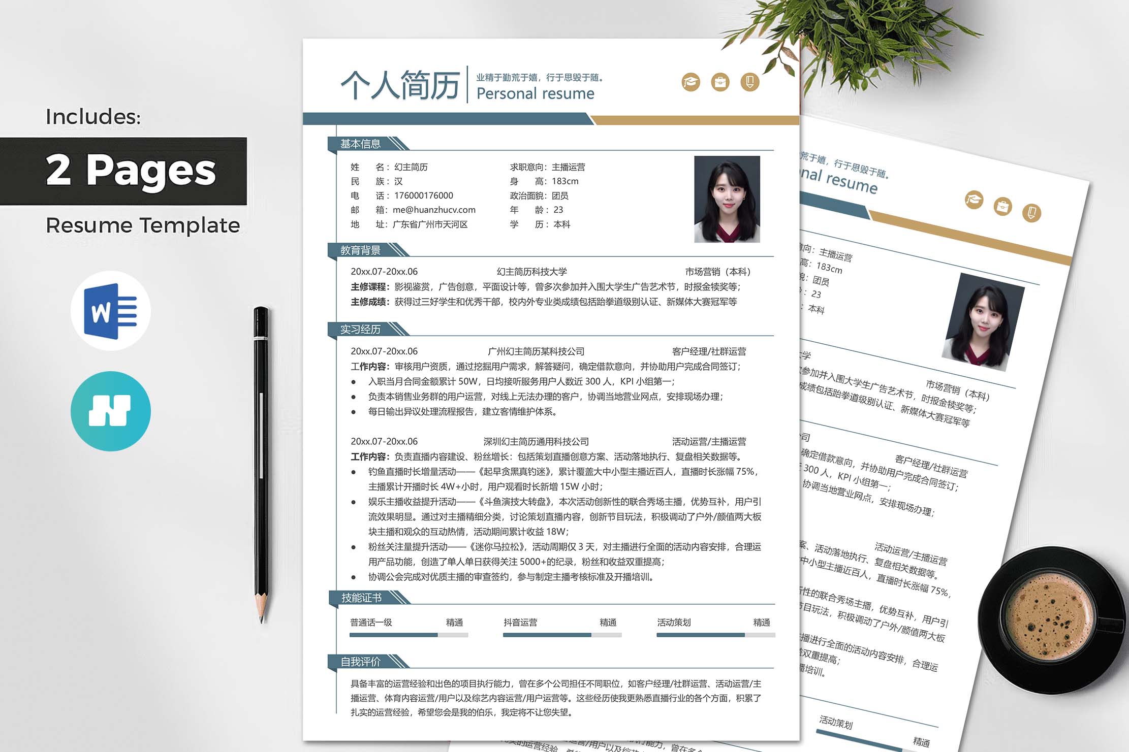 简约灰色风格英文简历模板